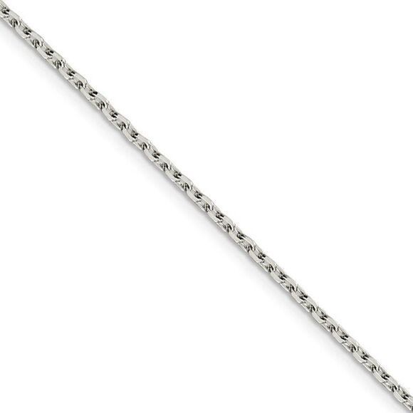 2mm Sterling Silver Solid Beveled Oval Cable Chain Necklace 36 Inch